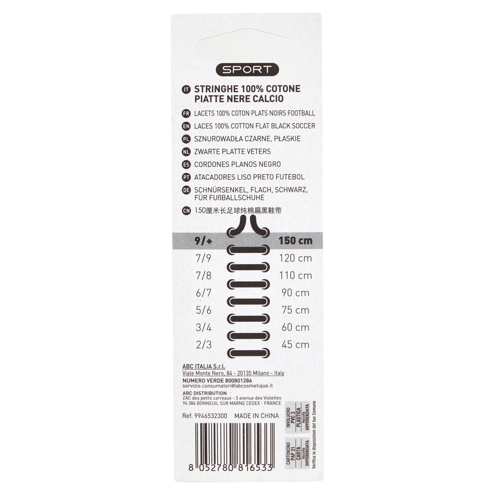 Shoes'Xpert Sport Piatte Nere 150cm 9/+ 1 Paio